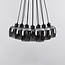 12-light designer pendant lamp in black with smoked glass - Ventura