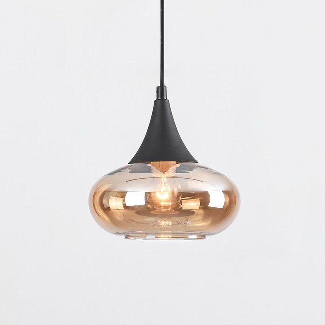 1-phase rail pendant lamp Nill with amber glass - wide glass