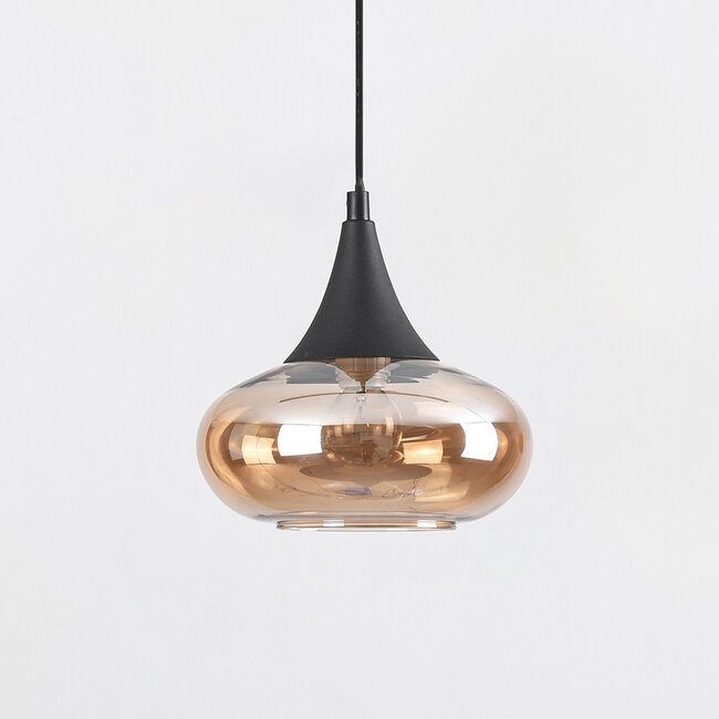 1-phase rail pendant lamp Nill with amber glass - wide glass