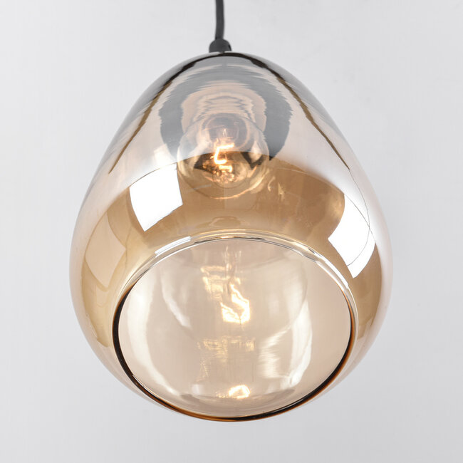 1-phase rail pendant light Noi with Amber glass - drop