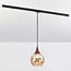1-phase rail pendant lamp Nya with Amber glass and dark wood effect - round