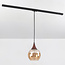 1-phase rail pendant lamp Nya with Amber glass and dark wood effect - round