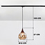 1-phase rail pendant lamp Nya with Amber glass and dark wood effect - round