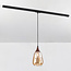 1-phase rail pendant light Noi with Amber glass and dark wood effect - drop