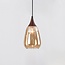 1-phase track pendant light Noi, teardrop amber glass and dark wood-effect detail