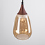 1-phase rail pendant light Noi with Amber glass and dark wood effect - drop