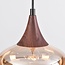 1-phase track pendant light Nill, wide amber glass and dark wood-effect detail