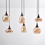 Pendant lamp with Amber glass and dark wood effect, 6-light - Loic