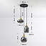 Pendant lamp Gold with smoked glass, 3-light - Loua