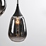 Loua pendant lamp in Black with smoked glass, 4-light