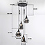 Loua pendant lamp in Black with smoked glass, 4-light