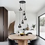 Black Loua pendant lamp with smoked glass, 5-light