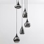 Black Loua pendant lamp with smoked glass, 5-light