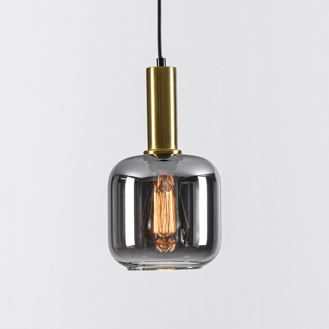 Modern black and golden pendant lamp with smoked glass - Appeso