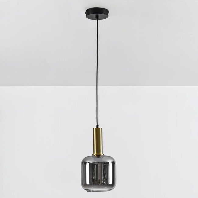 Modern black and Gold pendant lamp with smoked glass - Appeso