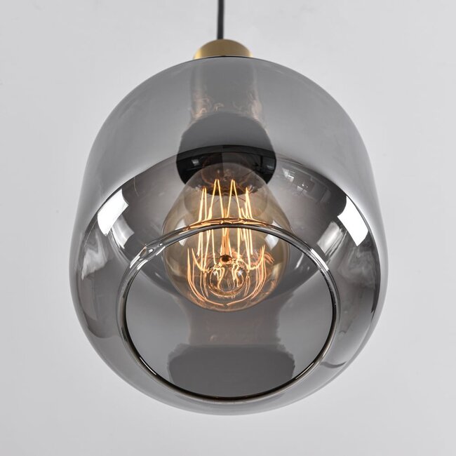 Modern black and Gold pendant lamp with smoked glass - Appeso