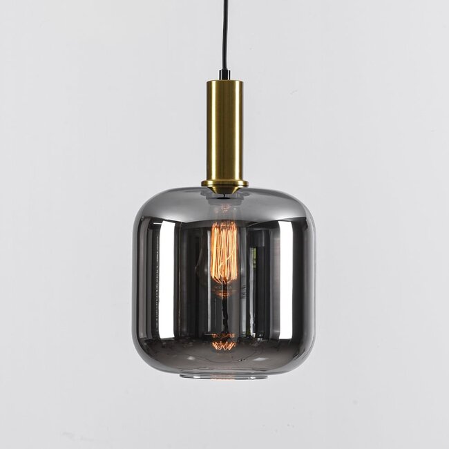 Basso 1-light pendant light - black and gold with smoked glass
