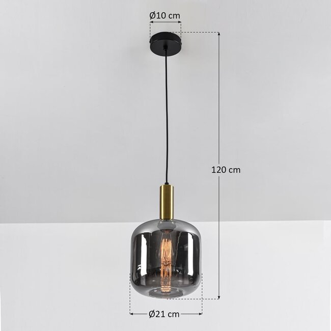 Basso 1-light pendant light - black and gold with smoked glass