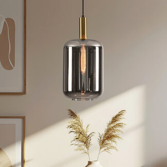 Sofito 1-light pendant light - black and gold with smoked glass
