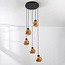 Modern pendant lamp Marmore Matt black with marble-look bulbs, 5-light
