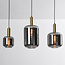3-light black with golden Tectos pendant lamp with smoked glass