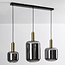 3-light black with Gold Tectos pendant lamp with smoked glass