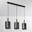 3-light Black with Golden pendant lamp with smoked glass - Teto