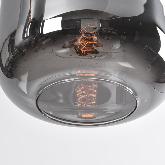 3-light Black with Golden pendant lamp with smoked glass - Teto