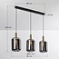 3-light black with gold pendant lamp with smoked glass - Teto