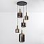 Cinque 5-light pendant light - black and gold with smoked glass