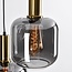 Black Designer lighting pendant lamp with smoked glass and Gold details, 5-light - Cinque