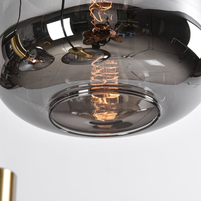 Cinque 5-light pendant light - black and gold with smoked glass