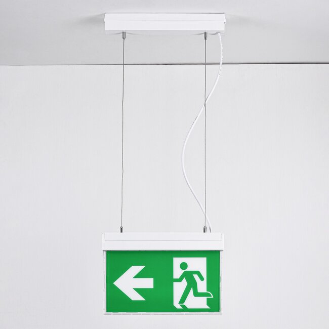 Emergency lighting surface-mounted, ceiling-mounted with pendant
