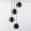 Modern pendant lamp in black with smoked glass, 4-light - Fynna