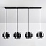 Pendant light Faey black with smoked glass, 4-light