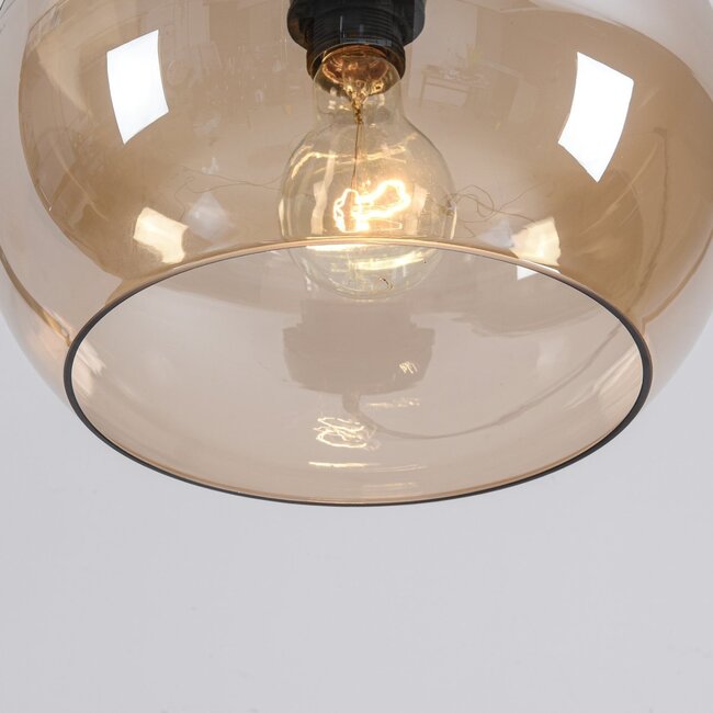 Dasha black wall light with swivel, extendable arm and amber glass