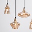 7-light pendant lamp, Black with Amber glass - Trinidad