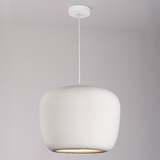 Wabi-Sabi Kumo pendant lamp Ø40 cm with stone effect - White