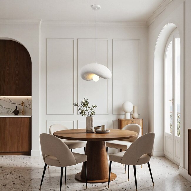 Wabi-Sabi Kawa pendant lamp with White stone effect - 40 x 36 cm