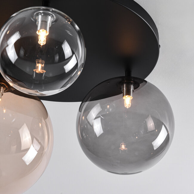 Lumose 3-light ceiling lamp - amber, smoked and clear glass