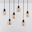 Palaio 6-light pendant light - black with amber glass