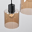 Black Palaio pendant lamp with Amber glass, 6-light