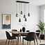 Black Palaio pendant lamp with smoked glass, 6-light