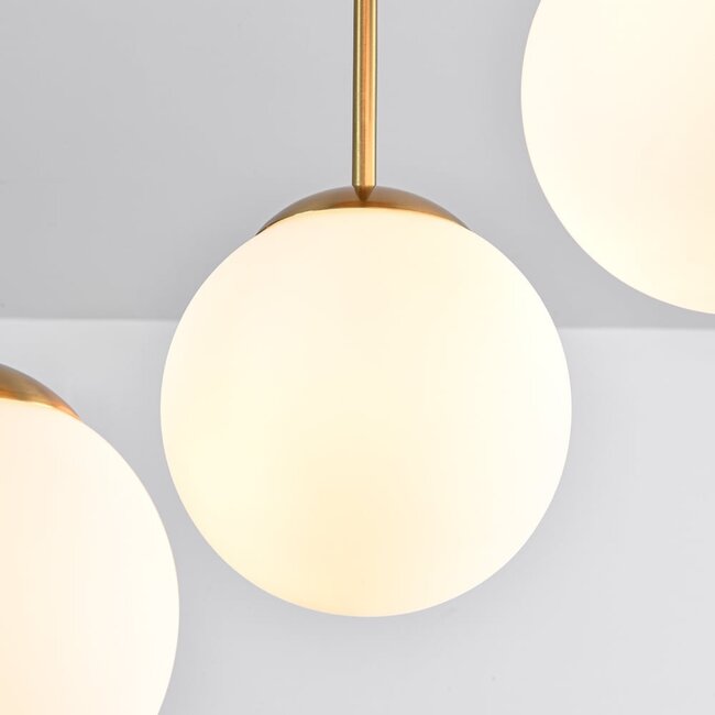 Round ceiling lamp in Gold with Opal white glass, 5-light - Carat