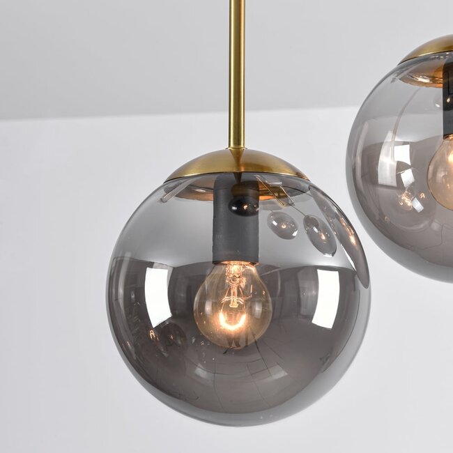 Round ceiling lamp gold with smoked glass, 5-light - Carat