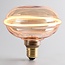 4W dimmable UFO filament bulb E27, Ø13 cm, 1800K, Amber glass with horizontal ring