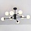 Designer ceiling lights in Matt black with marble-look spheres, 8-light - Idaho