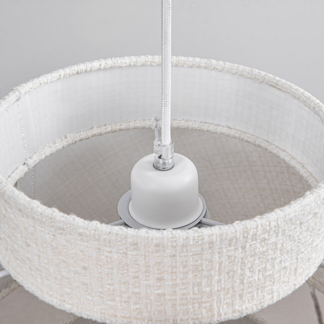 Japandi pendant lamp Vilo - White fabric