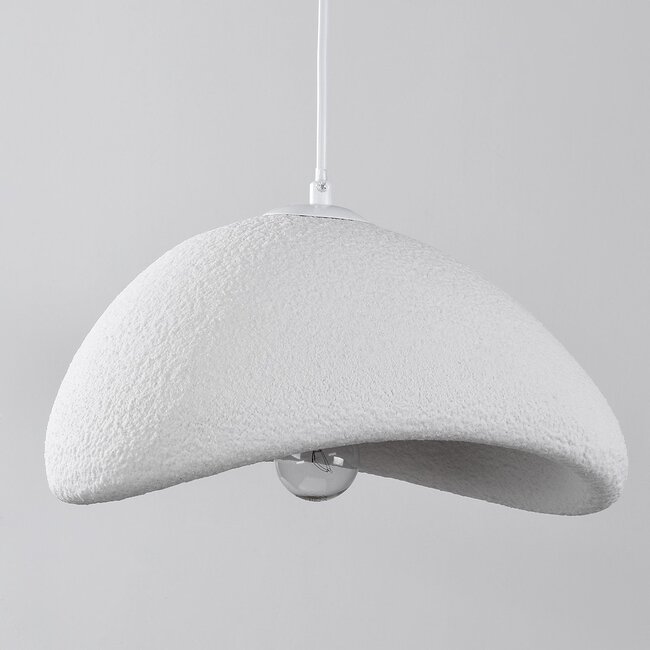 3-light Wabi-Sabi pendant lamp, White stone effect - Sora