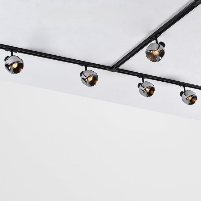 3 metre track system Juna - 1-phase with smoked spotlights